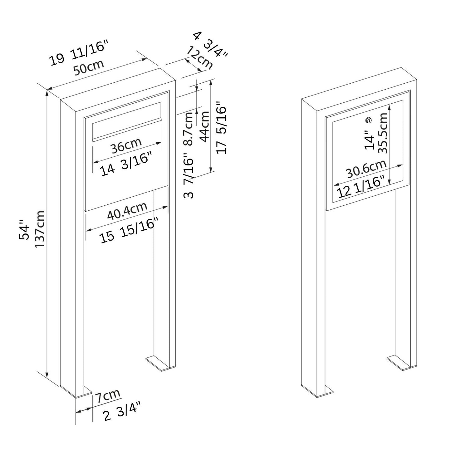 Stand Gate Keeper by Bravios - Modern passthrough black mailbox