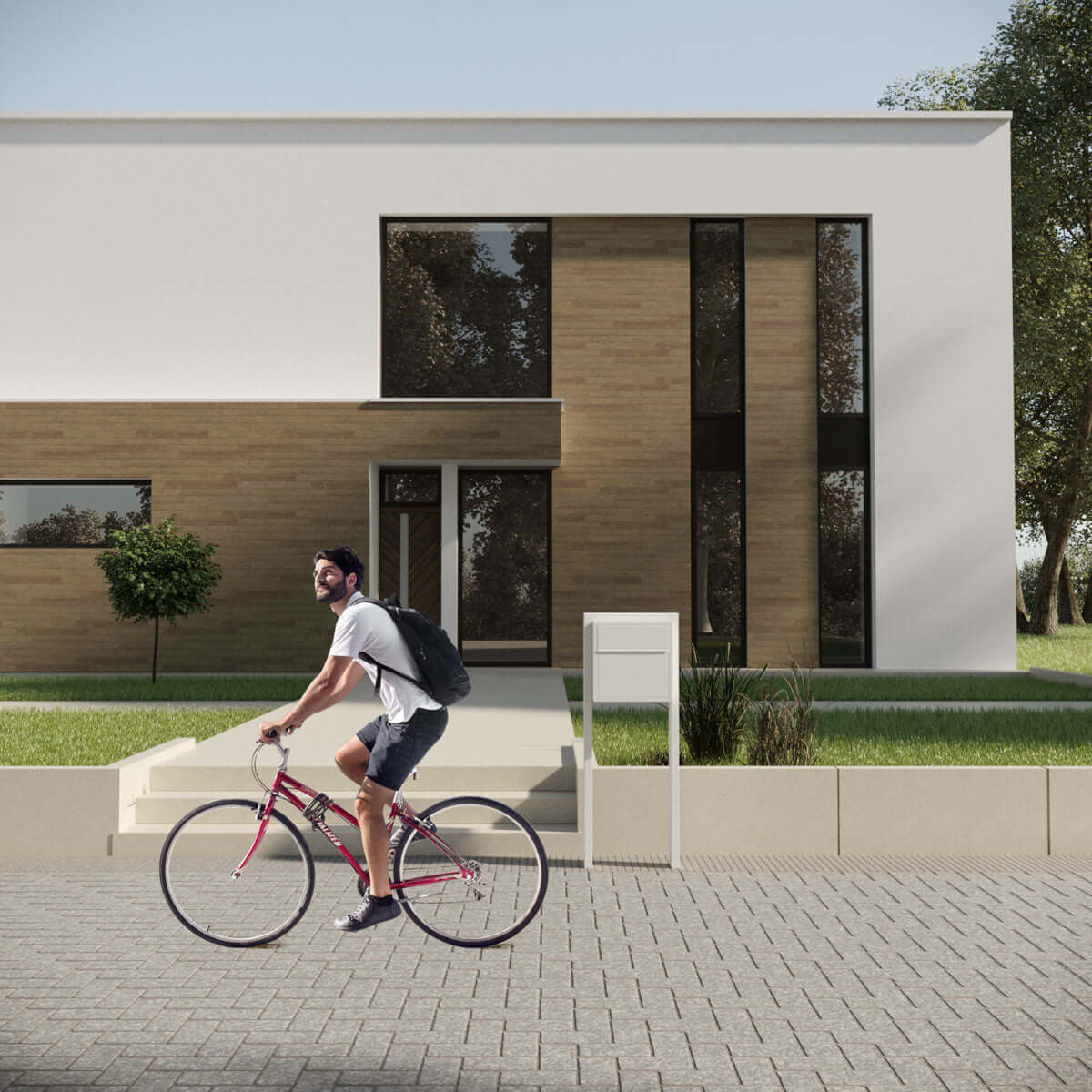 Lucera by Bravios - Modern passthrough white mailbox