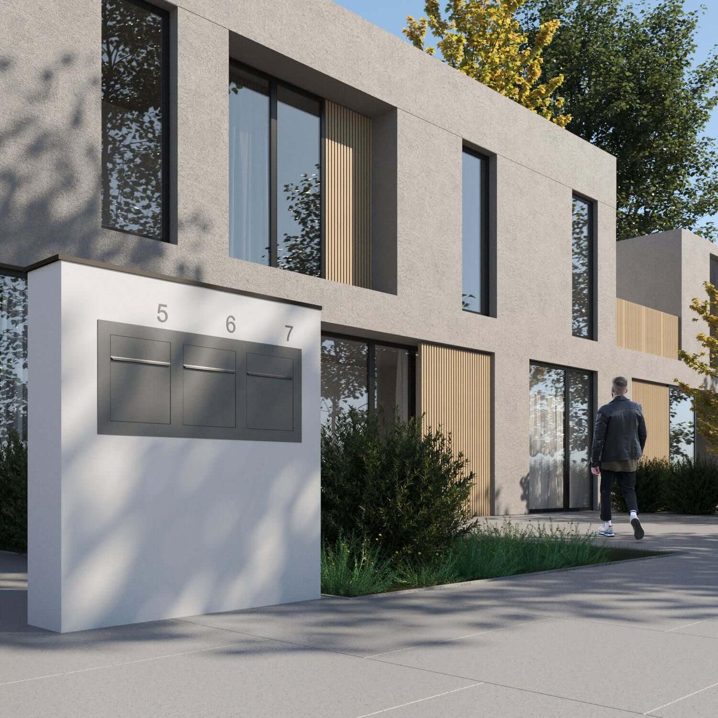 BARI 3 - Contemporary built-in mailbox in high durability black