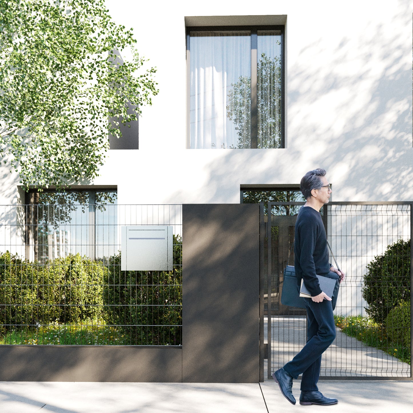 Gate Keeper by Bravios - Modern black mailbox for fence