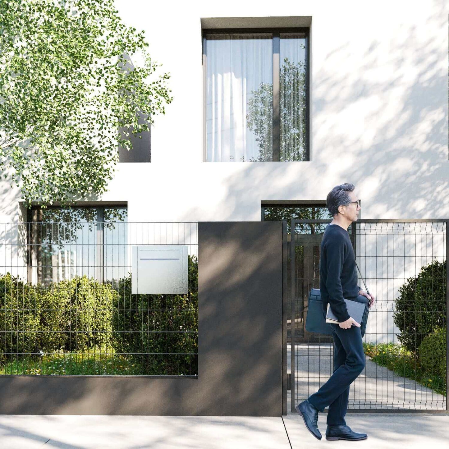 Gate Keeper by Bravios - Modern black mailbox for fences and walls