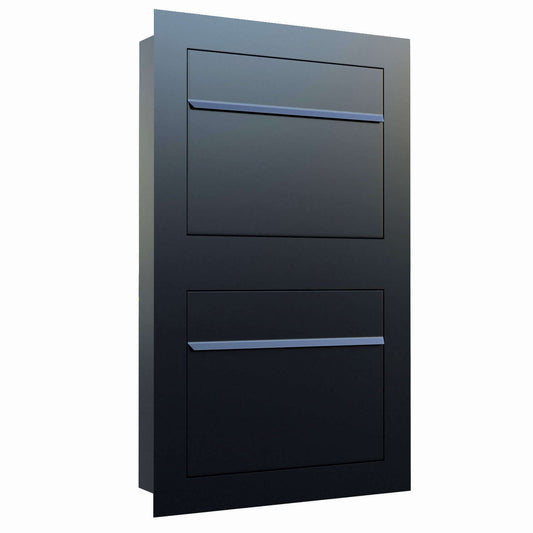 SORA 2 - Contemporary built-in multi-unit mailbox in anthracite, black and stainless steel