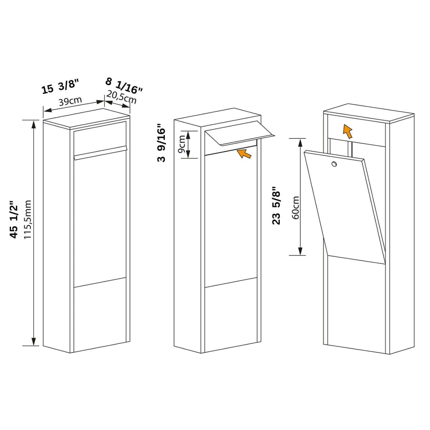 TORRENT by Bravios - Modern stand-alone anthracite mailbox