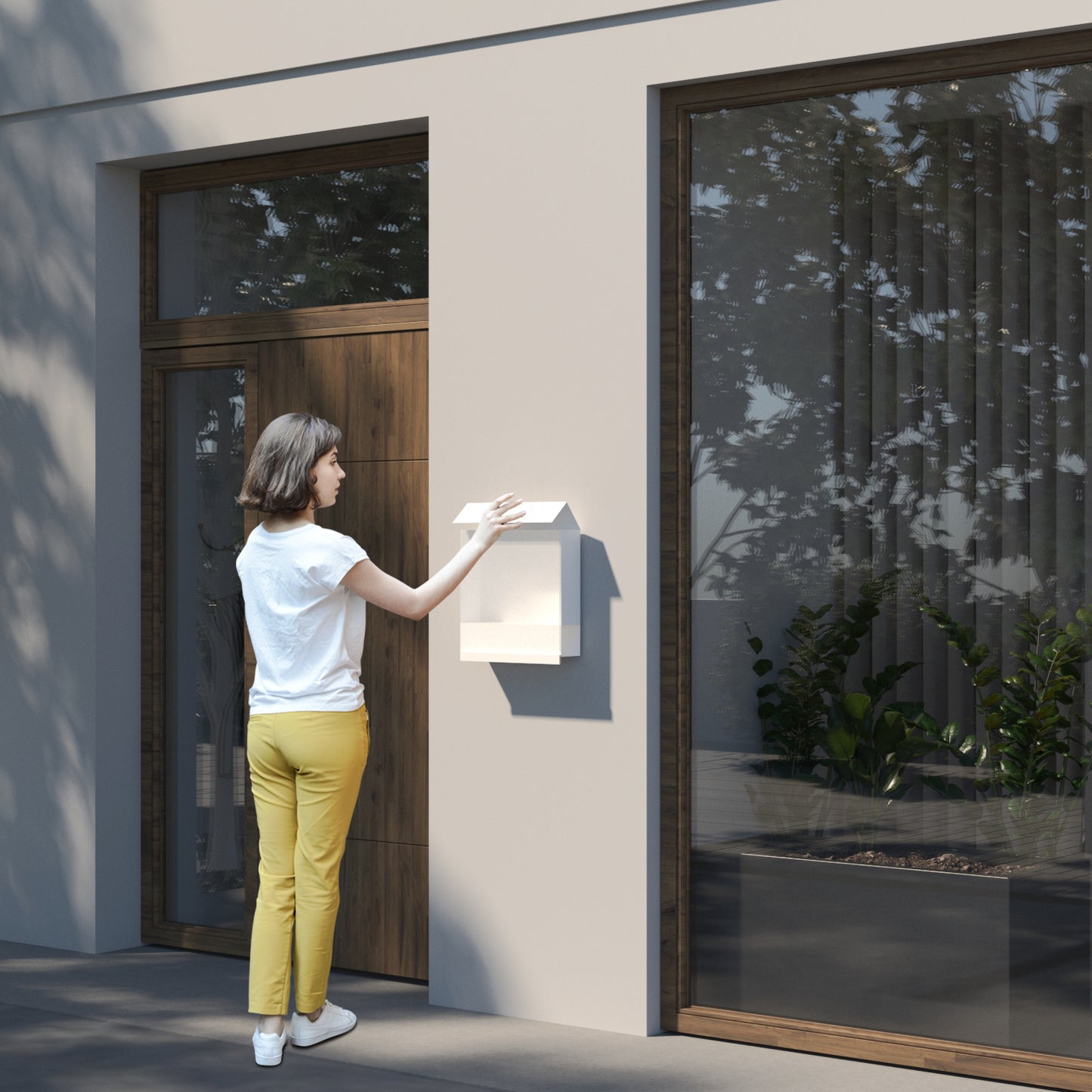 MANHATTAN by Bravios - Wall-mounted stainless steel mailbox with translucent white front panel