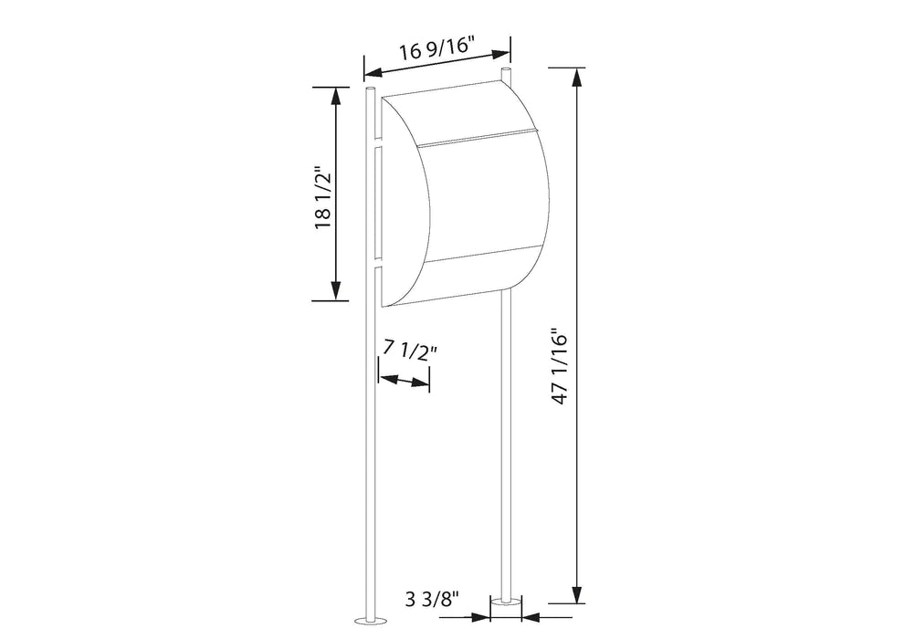 STAND JUMBO by Bravios - Modern post-mounted gray mailbox