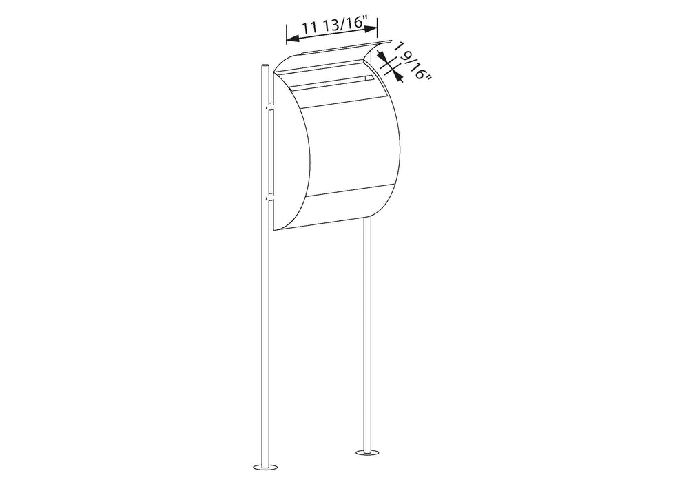 STAND JUMBO by Bravios - Modern post-mounted gray mailbox