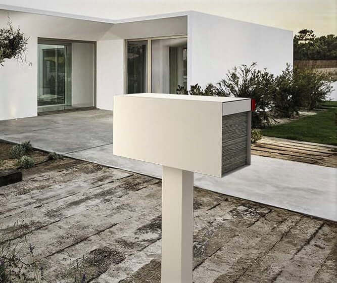 Town Square Mailbox by Bravios - Large Capacity Mailbox (Without Post) - White with Jazz Wood Panel