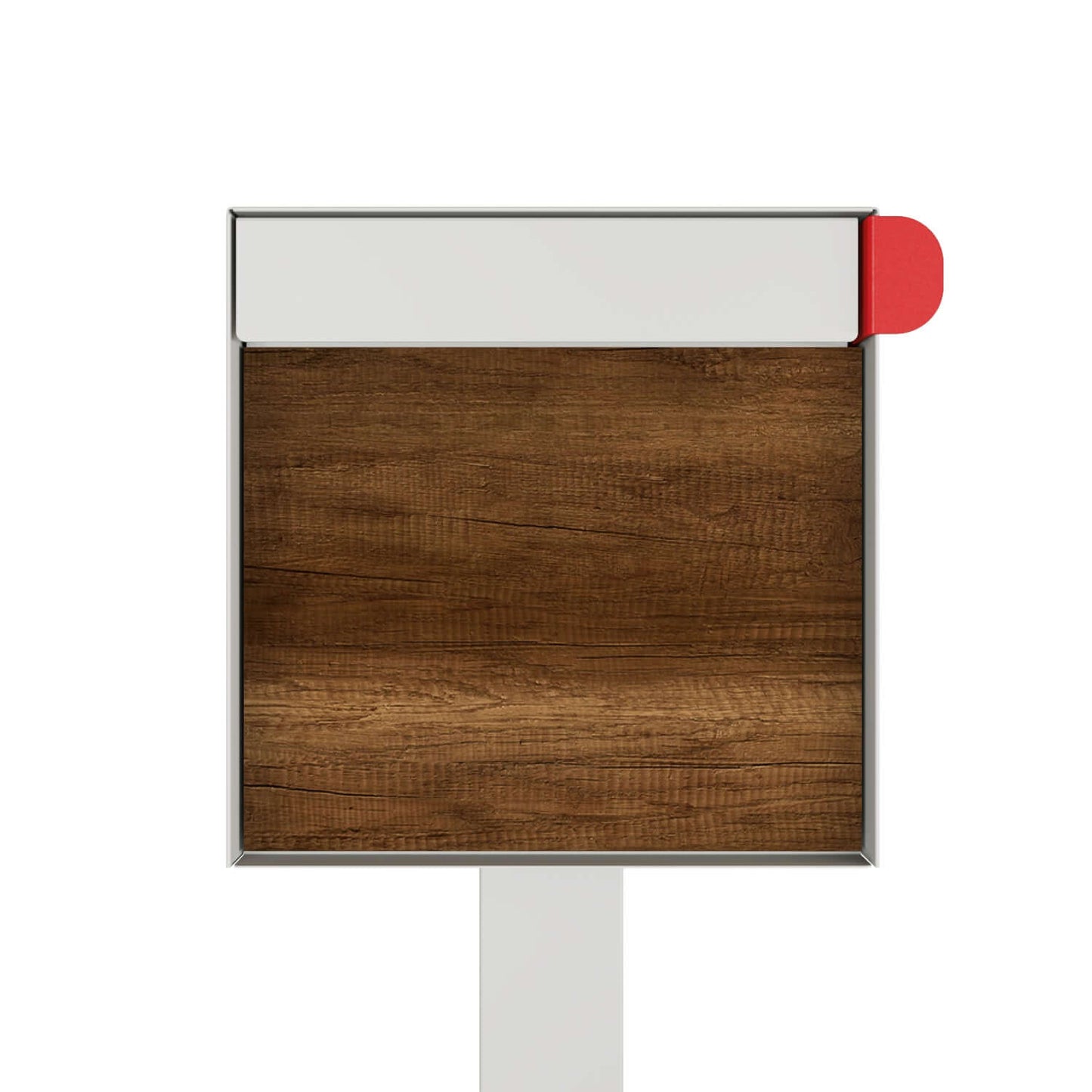 Town Square by Bravios - Large Capacity Mailbox with Post - White with Barrique Oak Wood Panel