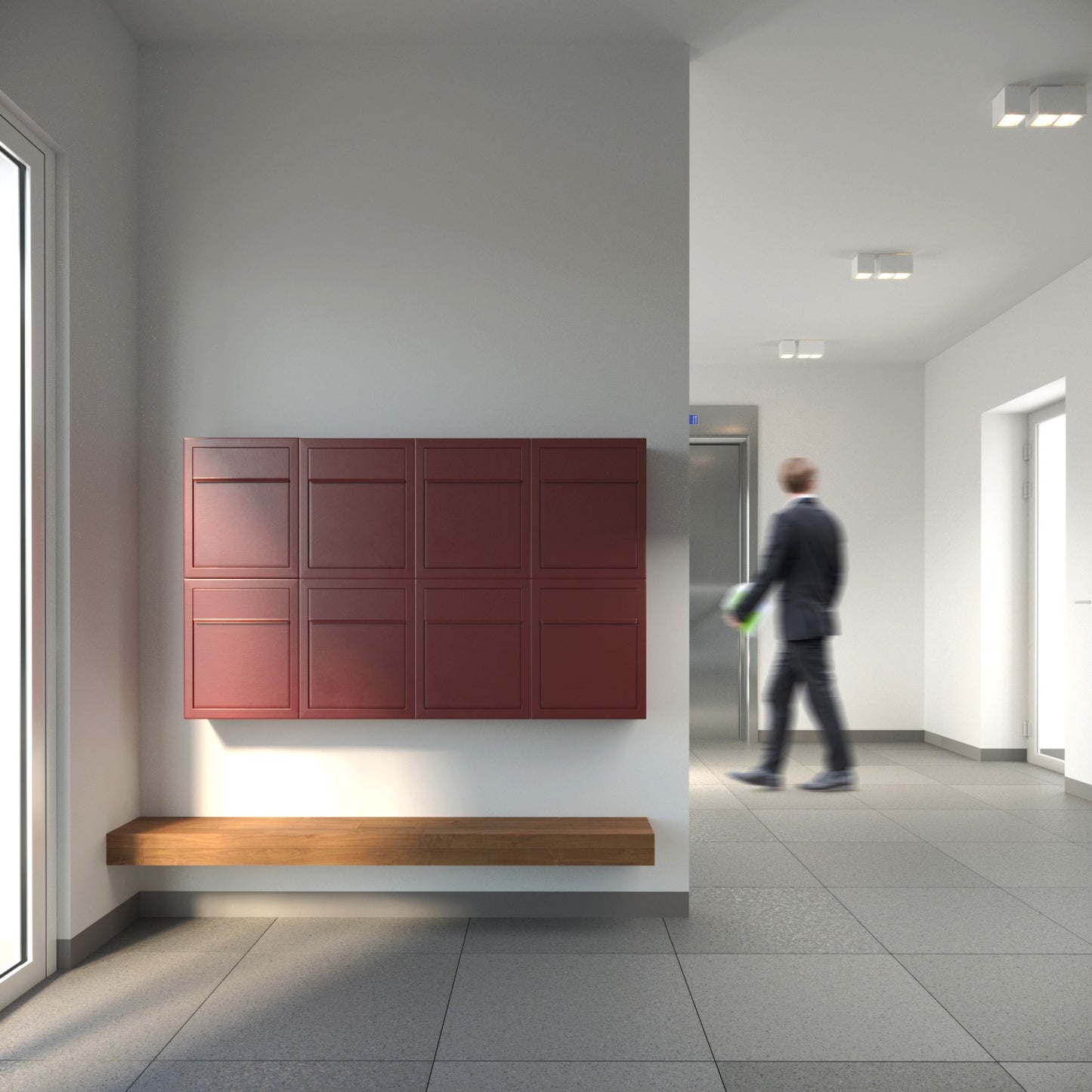 BASE by Bravios - Modern wall-mounted red mailbox