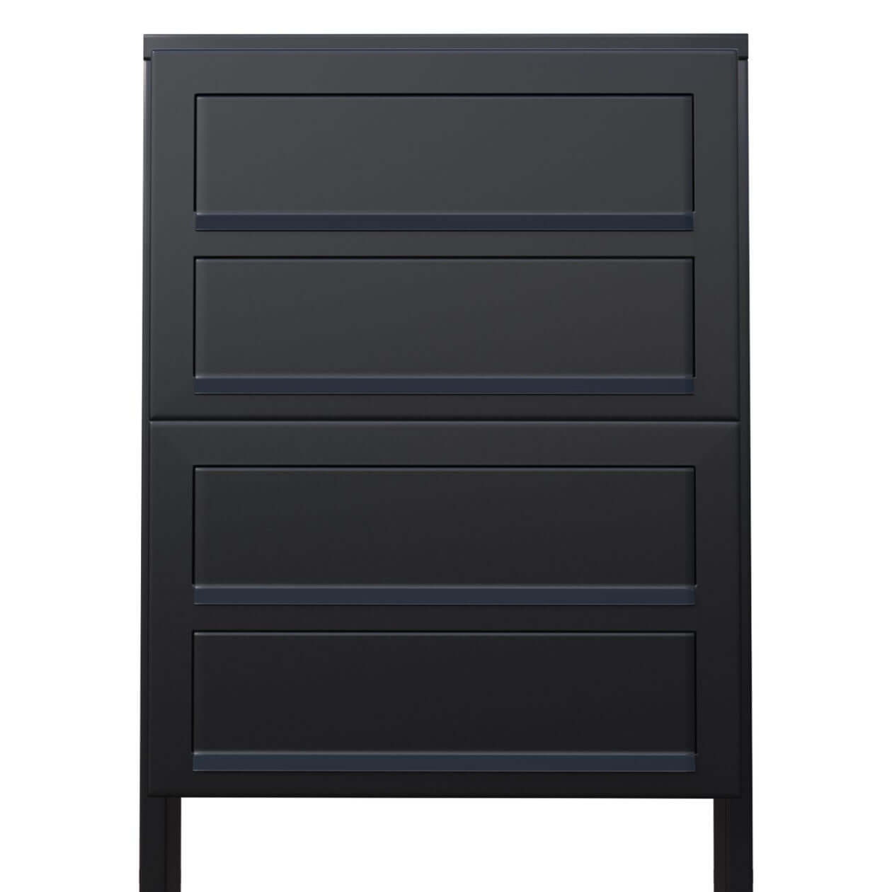 STAND CUBE 4 by Bravios - Modern post-mounted 4-unit black mailbox