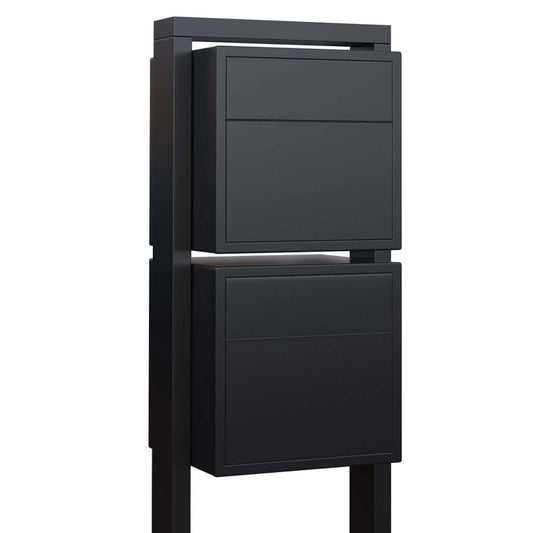 SOPRANO 2 by Bravios - Modern post-mounted 2-unit black mailbox