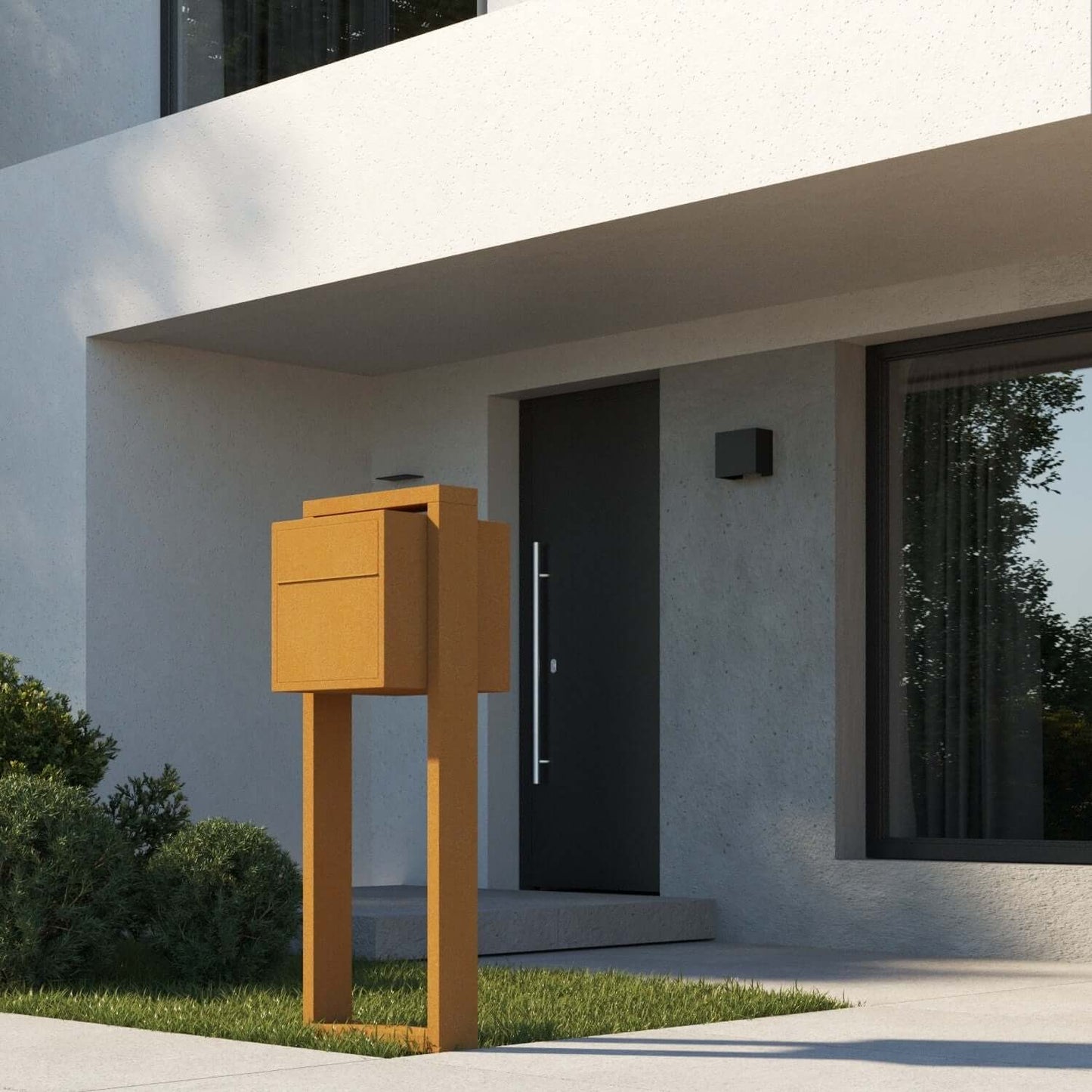 SOPRANO by Bravios - Modern post-mounted rust mailbox