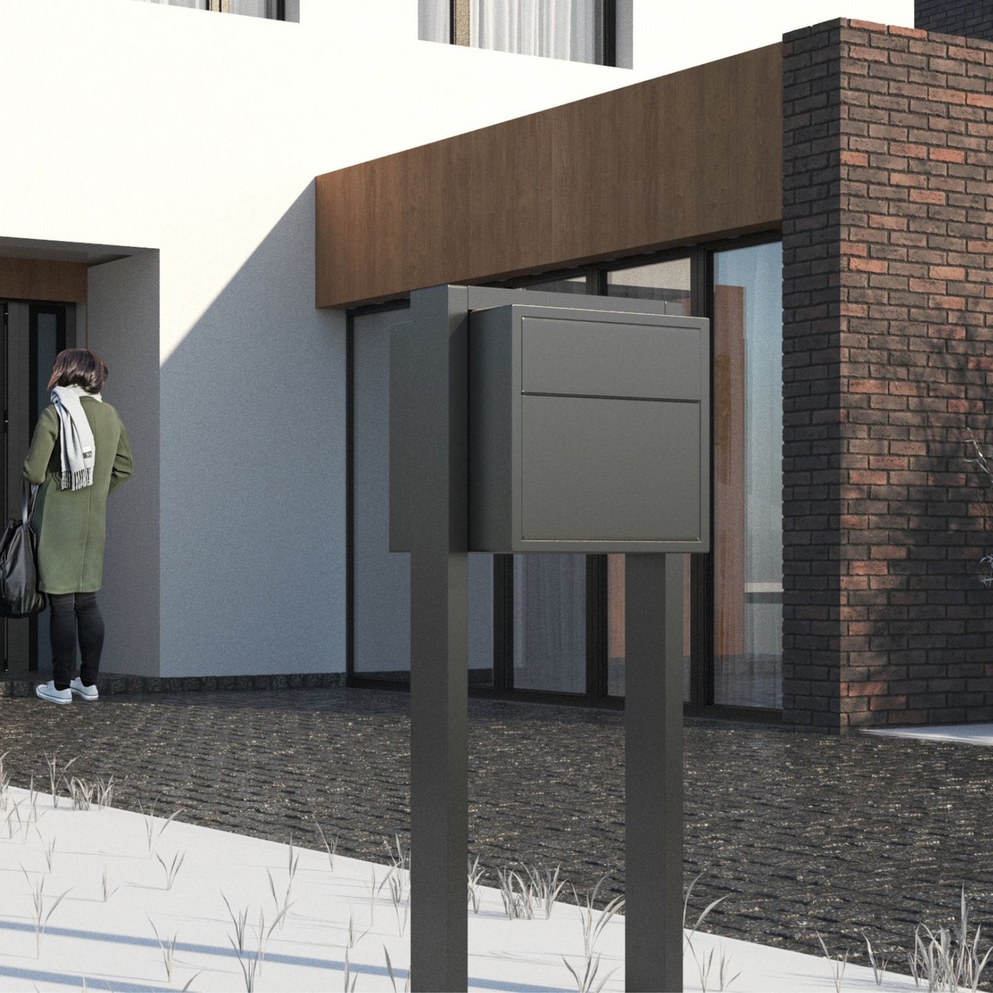 SOPRANO by Bravios - Modern post-mounted anthracite mailbox