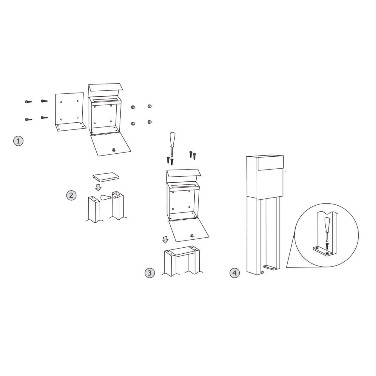 STAND ALTO by Bravios - Modern post-mounted white mailbox