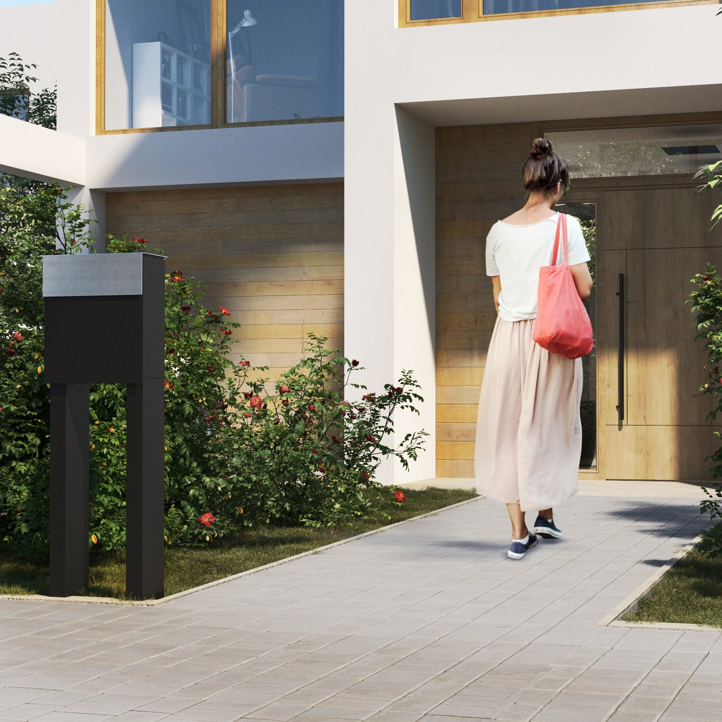 STAND ALTO by Bravios - Modern post-mounted anthracite mailbox