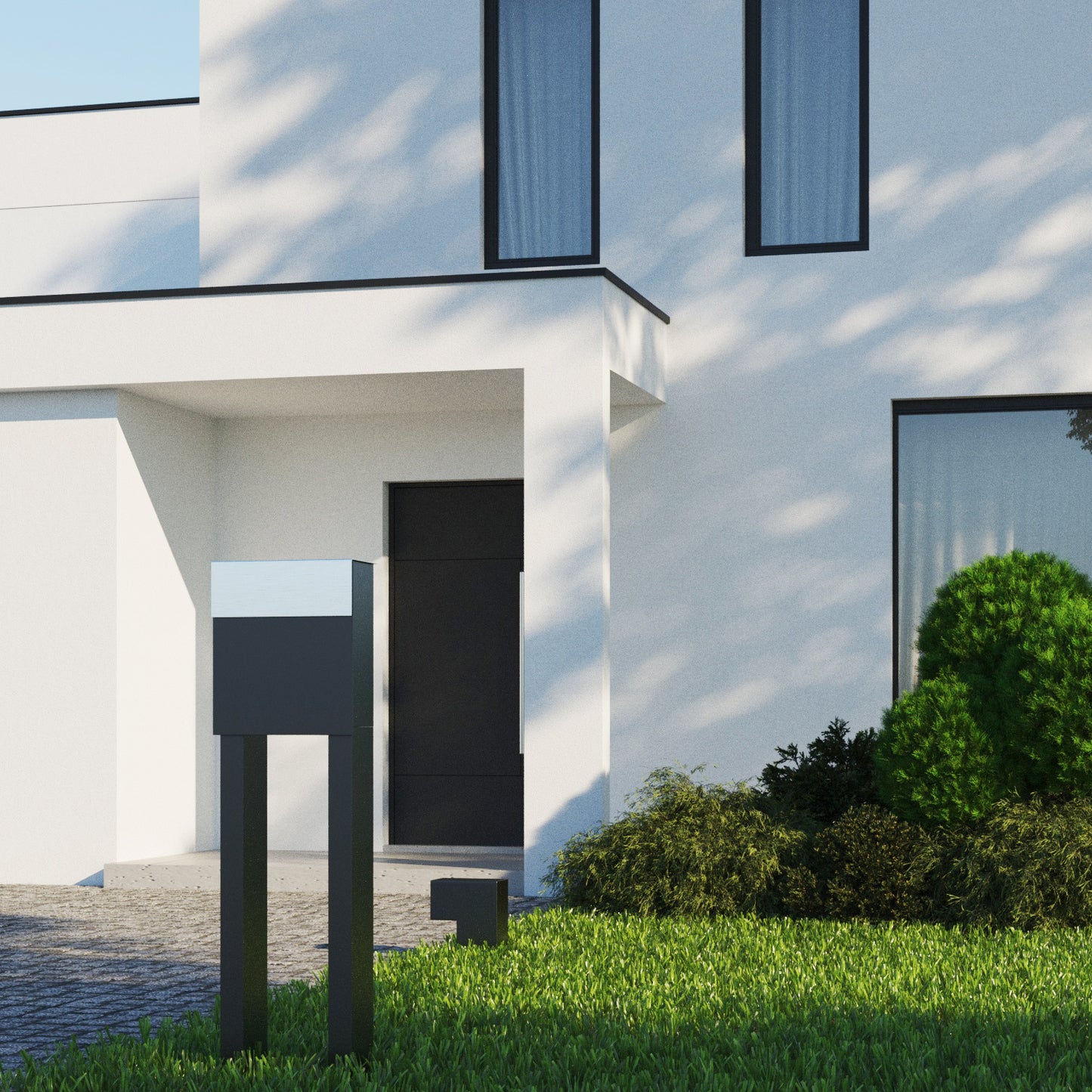STAND ALTO by Bravios - Modern post-mounted anthracite mailbox