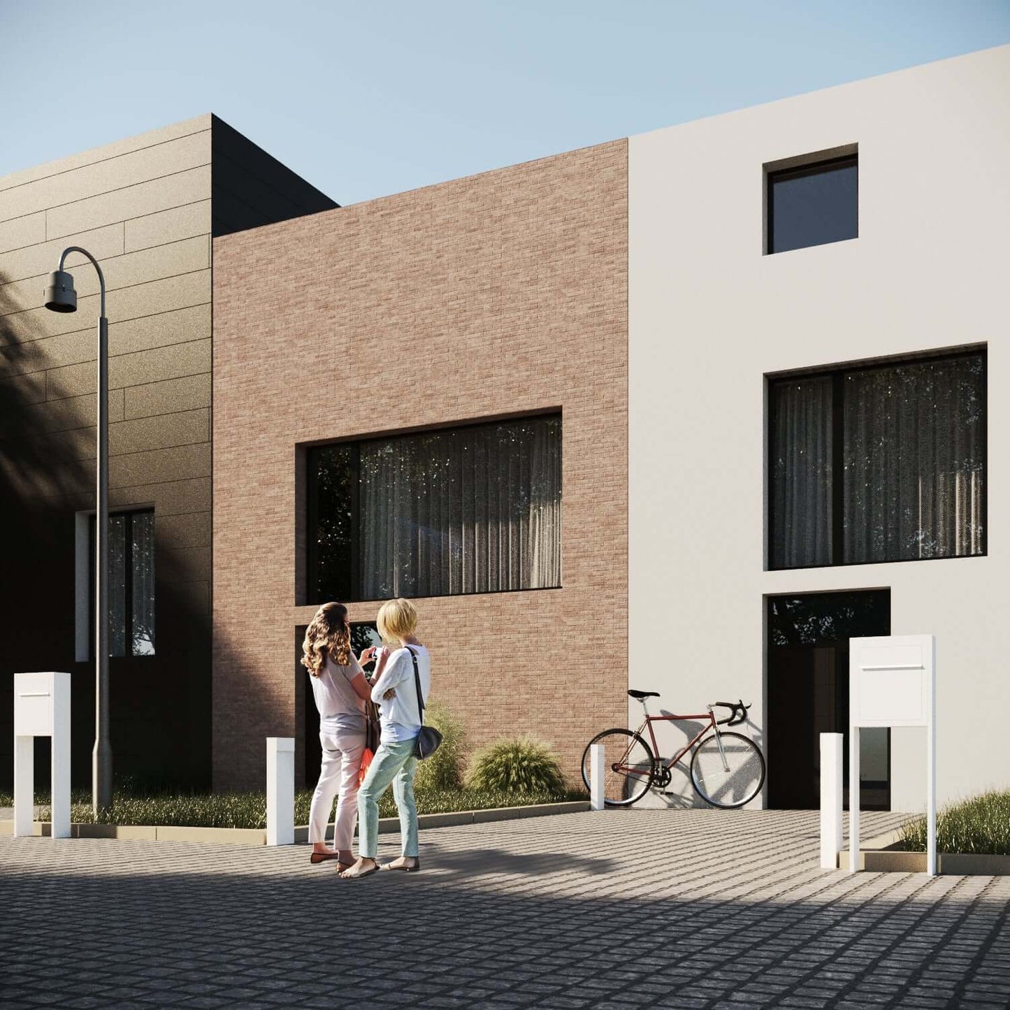 STAND BASE by Bravios - Modern post-mounted black mailbox with stainless steel flap