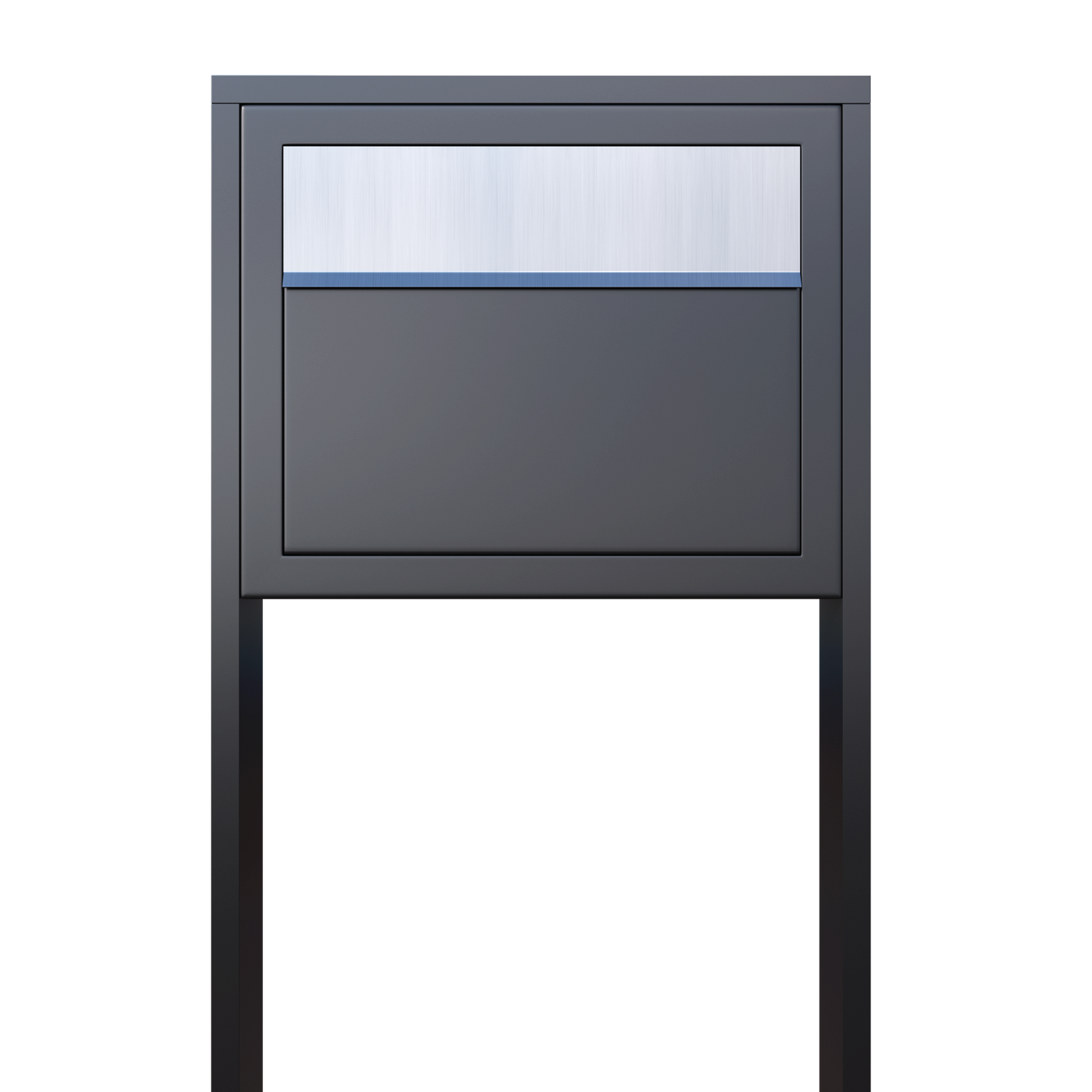 STAND ELEGANCE by Bravios - Modern post-mounted anthracite mailbox with stainless steel flap