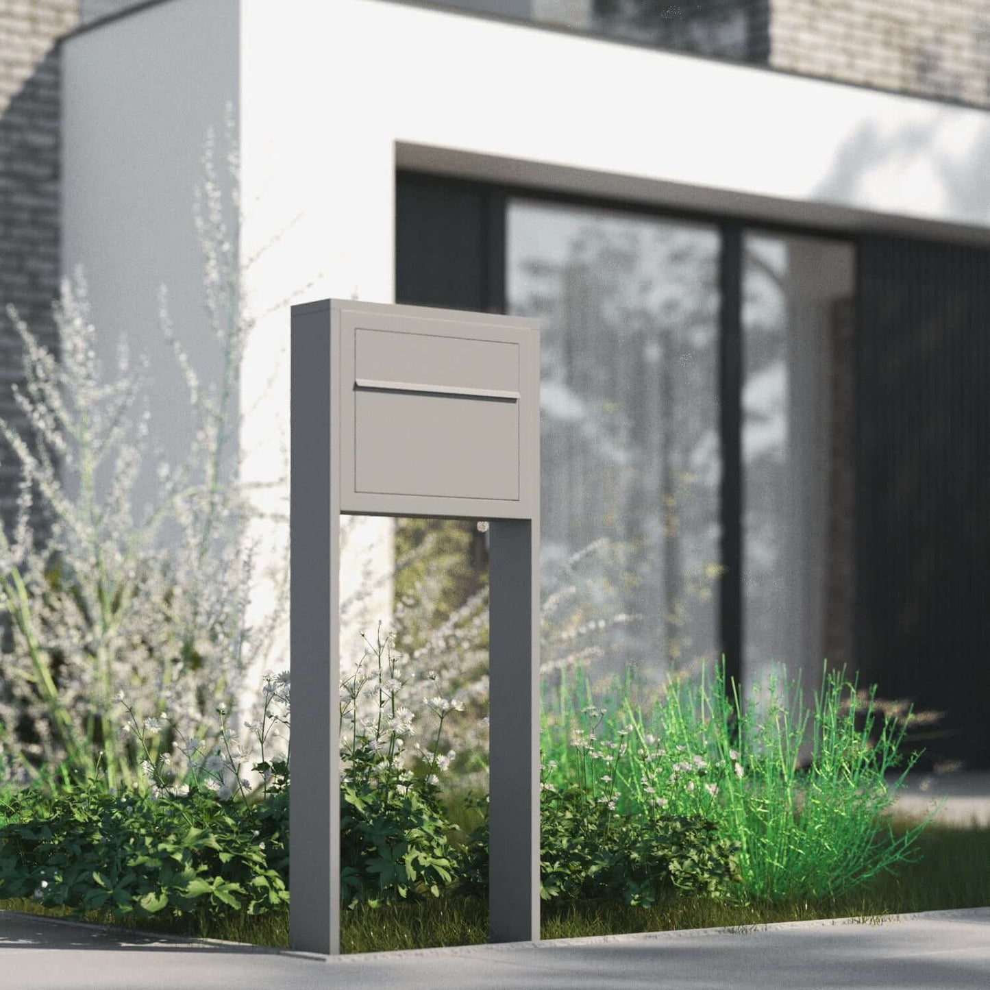 STAND ELEGANCE by Bravios - Modern post-mounted black mailbox