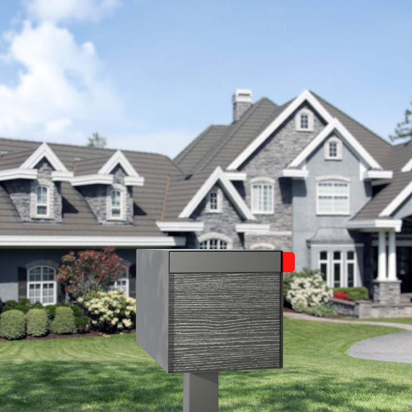 Town Square Mailbox by Bravios - Large Capacity Mailbox (Without Post) - Anthracite with Jazz Wood Panel