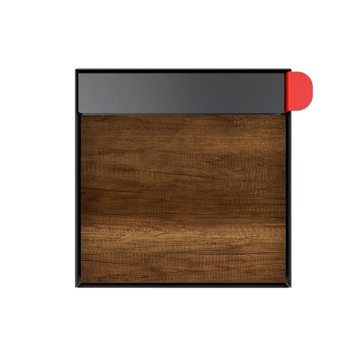 Town Square Mailbox by Bravios - Large Capacity Mailbox (Without Post) - Black with Barrique Oak Wood Panel