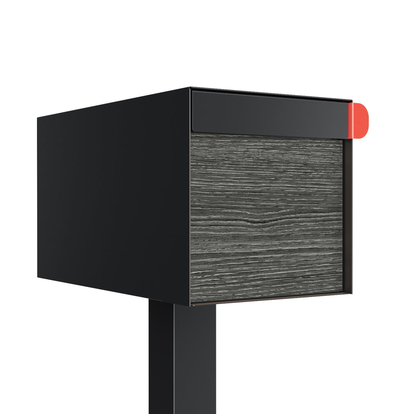 Town Square by Bravios - Large Capacity Mailbox with Post - Black with Jazz Wood Panel