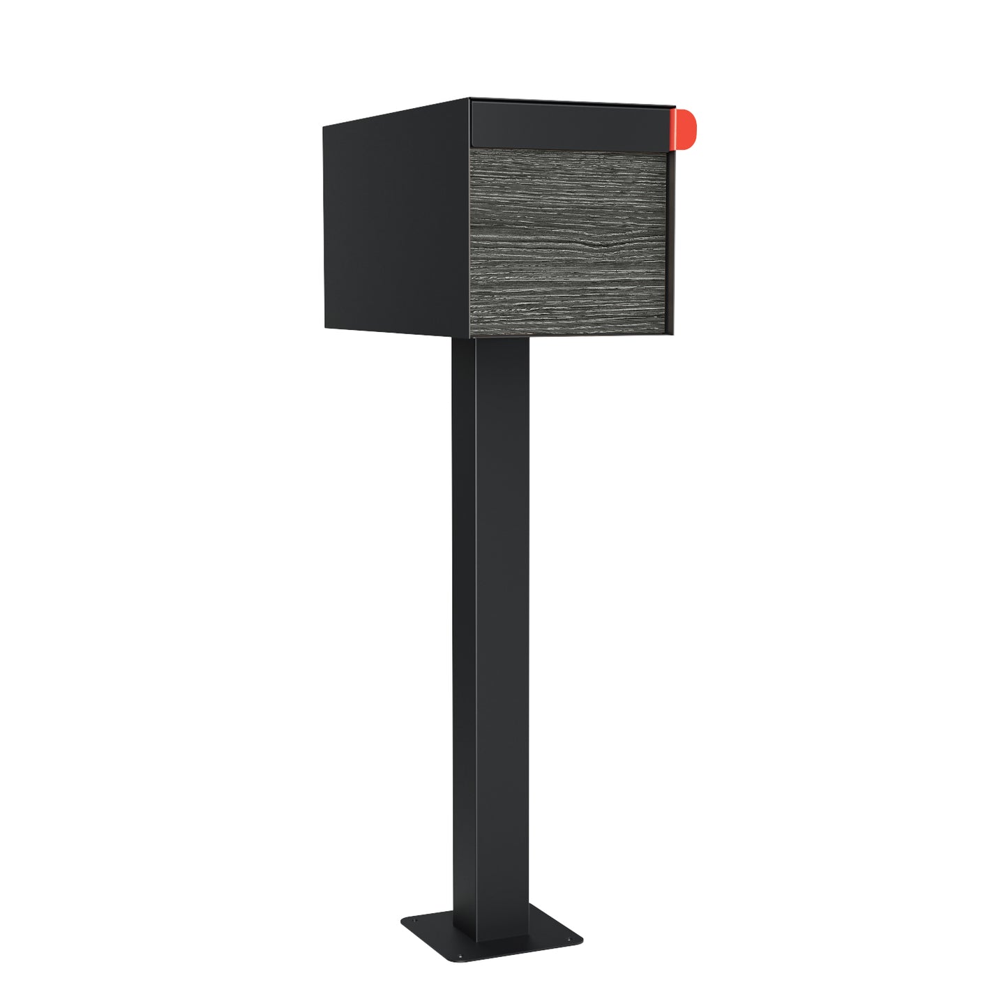 Town Square by Bravios - Large Capacity Mailbox with Post - Black with Jazz Wood Panel
