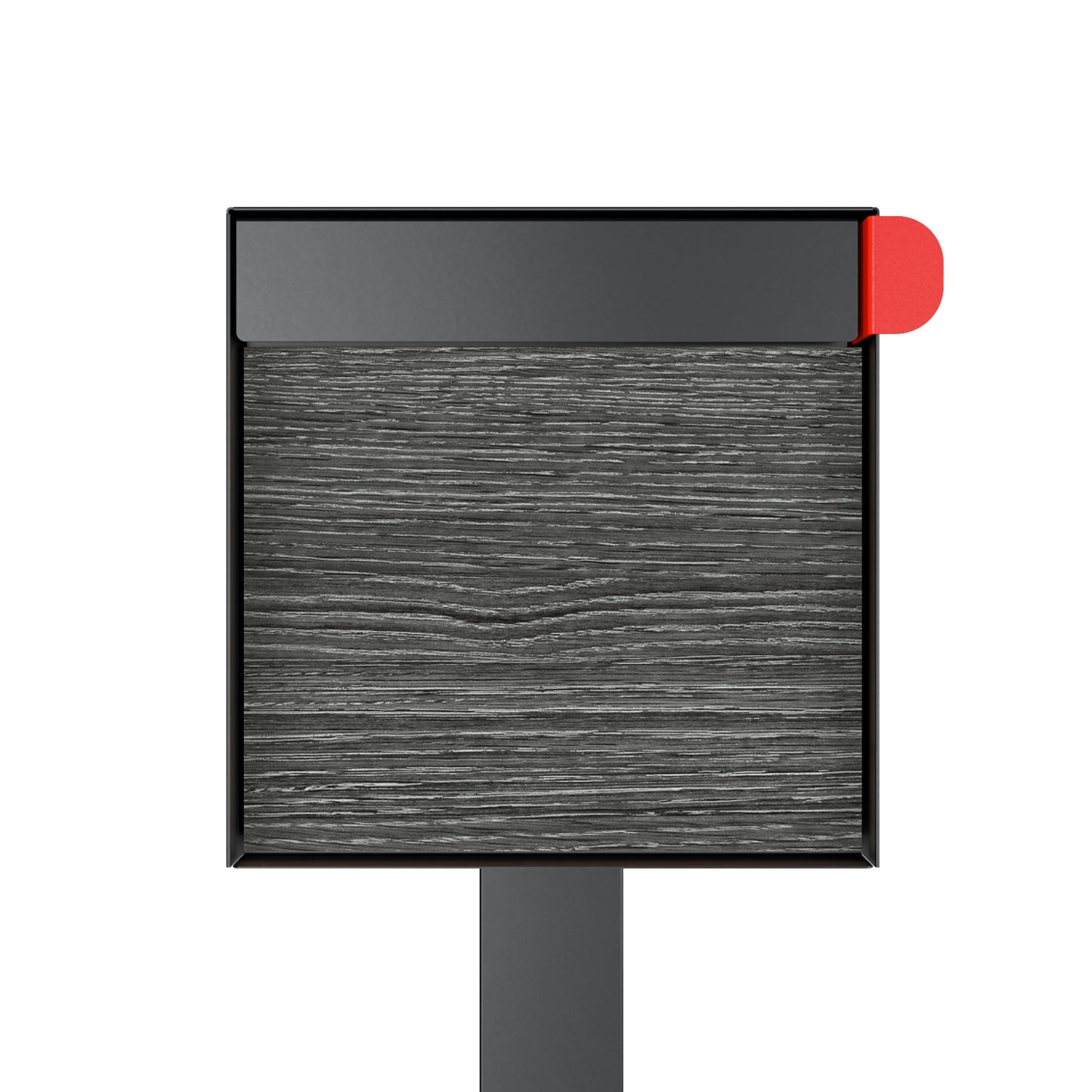 Town Square by Bravios - Large Capacity Mailbox with Post - Black with Jazz Wood Panel