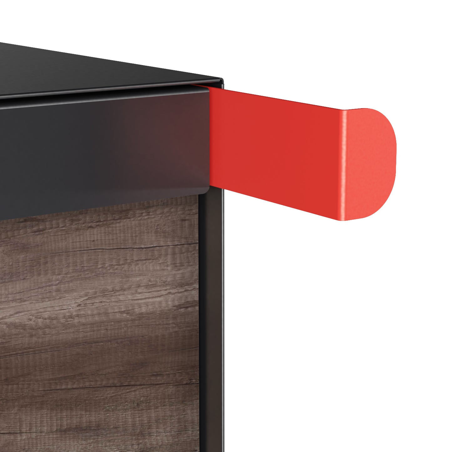 Town Square by Bravios - Large Capacity Mailbox with Post - Black with Marshland Oak Wood Panel