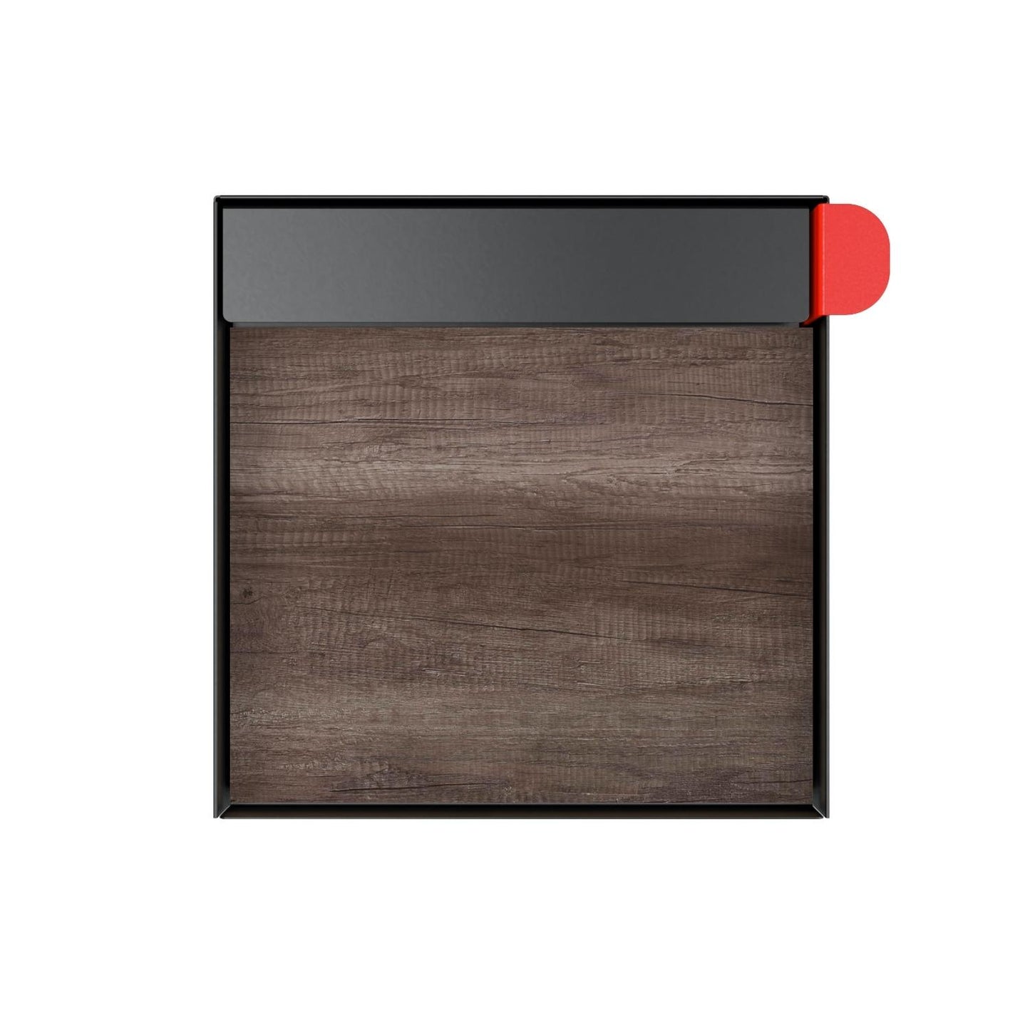 Town Square Mailbox by Bravios - Large Capacity Mailbox (Without Post) - Black with Marshland Oak Wood Panel