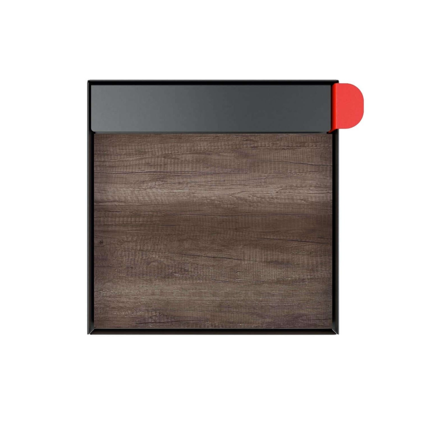 Town Square Mailbox by Bravios - Large Capacity Mailbox (Without Post) - Black with Marshland Oak Wood Panel