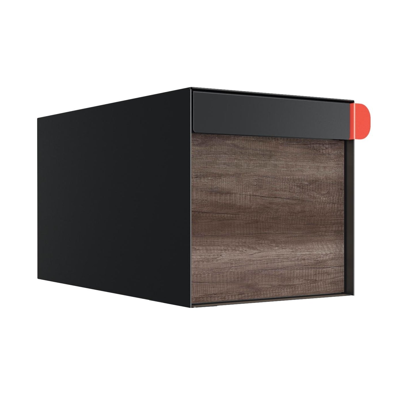 Town Square Mailbox by Bravios - Large Capacity Mailbox (Without Post) - Black with Marshland Oak Wood Panel