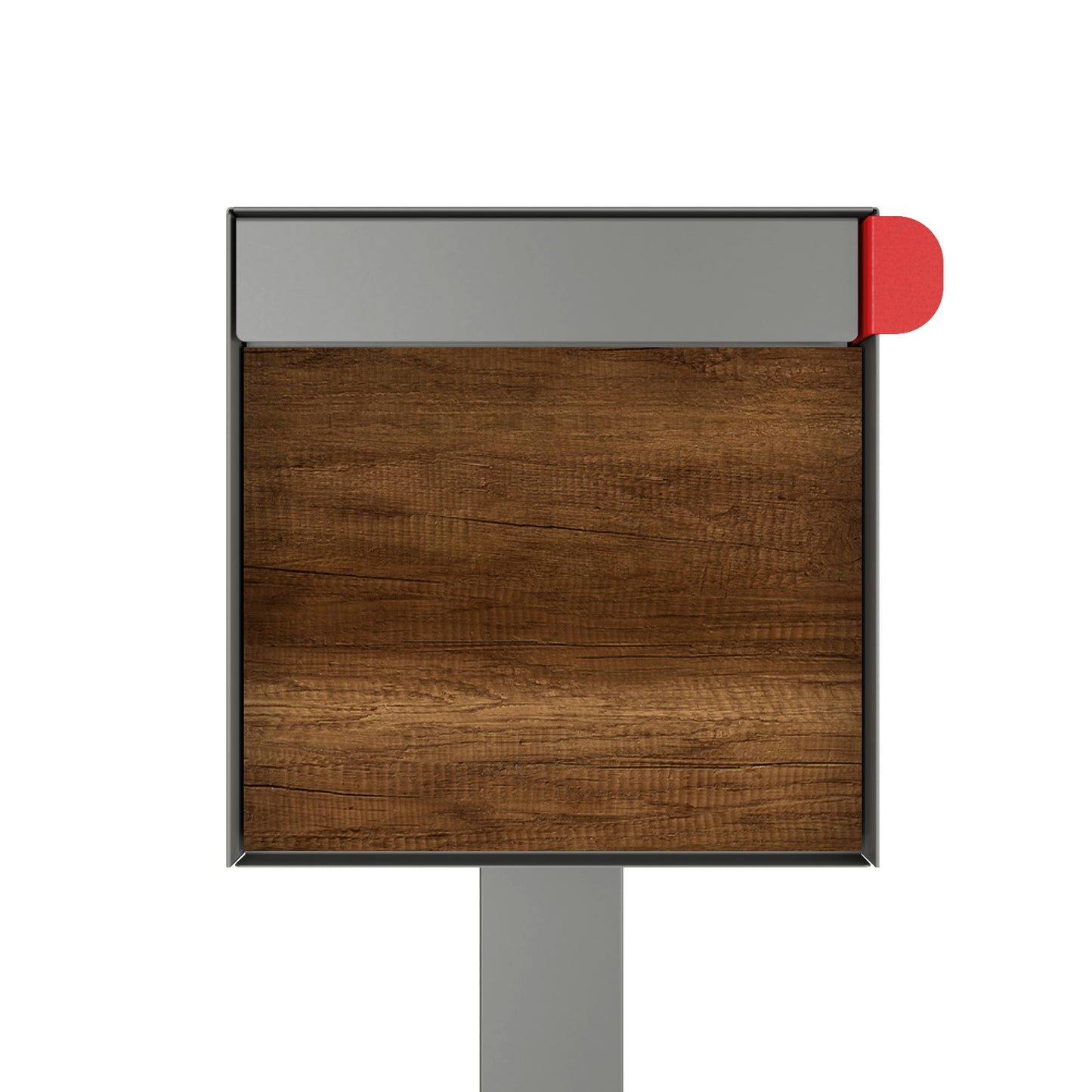 Town Square by Bravios - Large Capacity Mailbox with Post - Gray with Barrique Oak Wood Panel