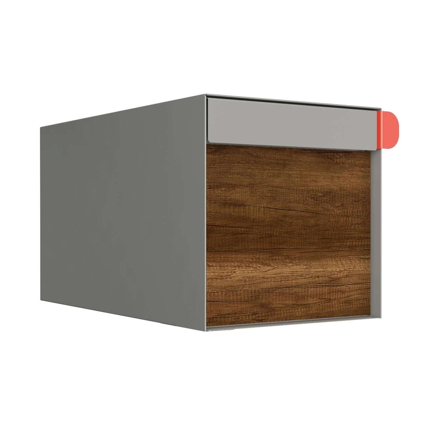 Town Square Mailbox by Bravios - Large Capacity Mailbox (Without Post) - Gray with Barrique Oak Wood Panel