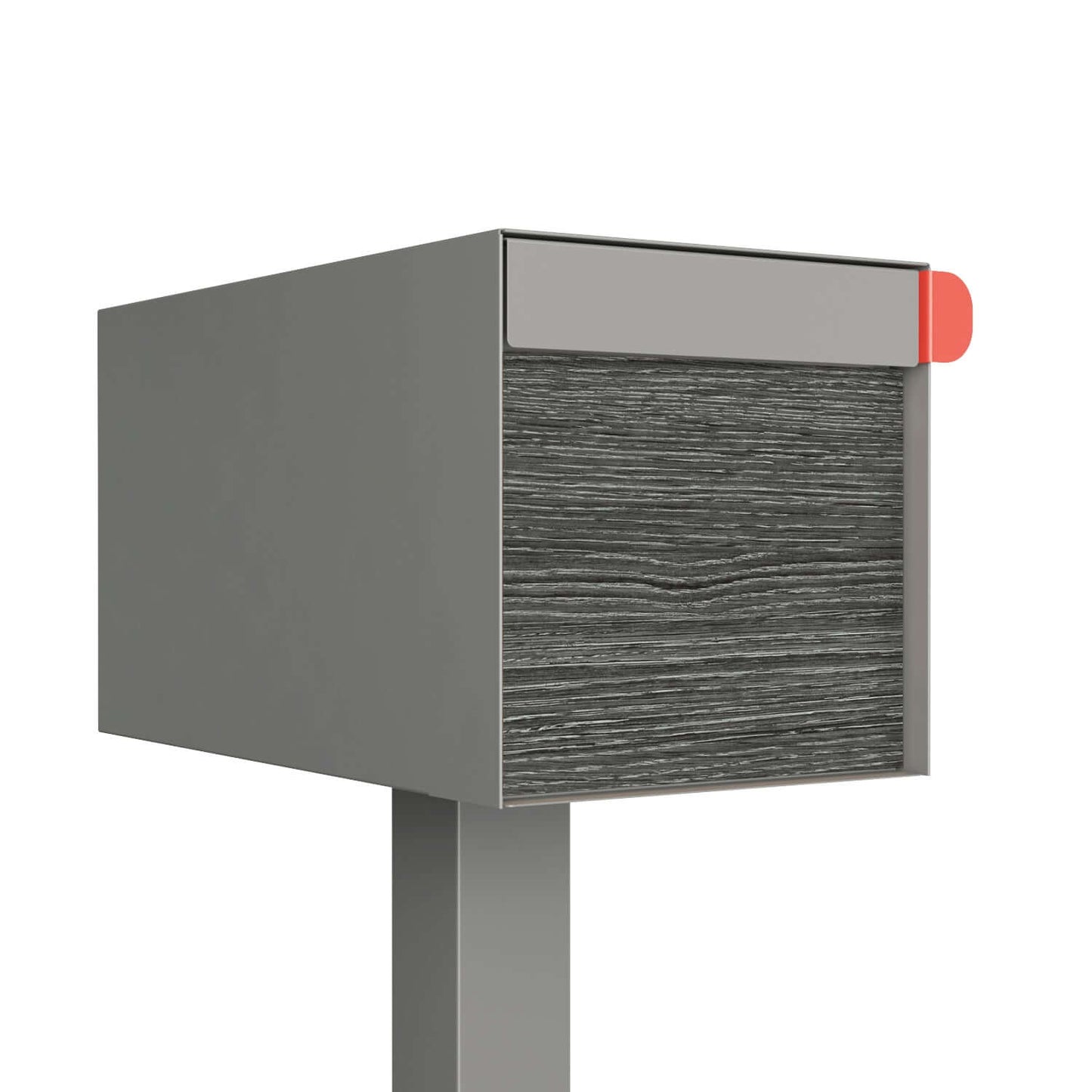 Town Square by Bravios - Large Capacity Mailbox with Post - Gray with Jazz Wood Panel