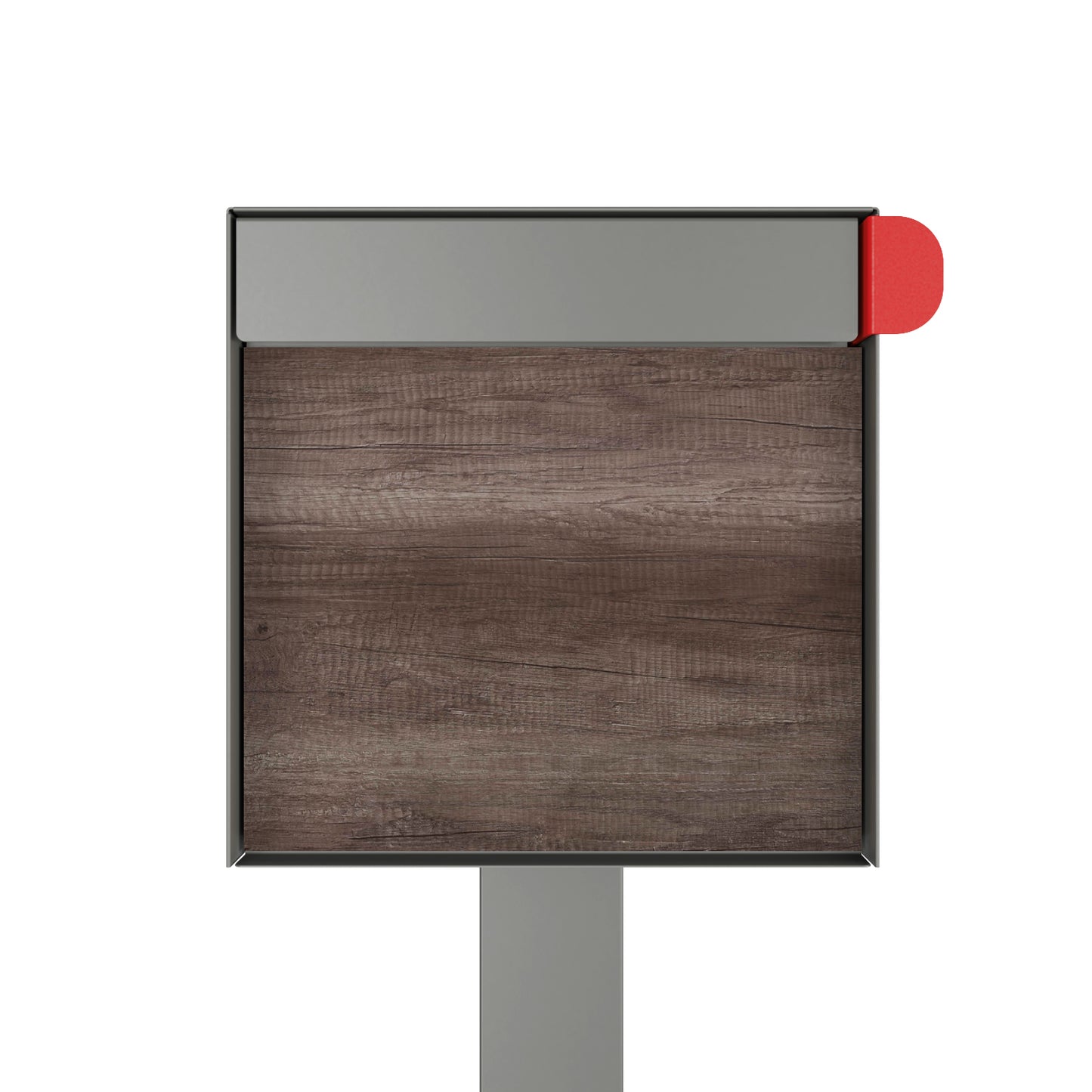 Town Square by Bravios - Large Capacity Mailbox with Post - Gray with Marshland Oak Wood Panel