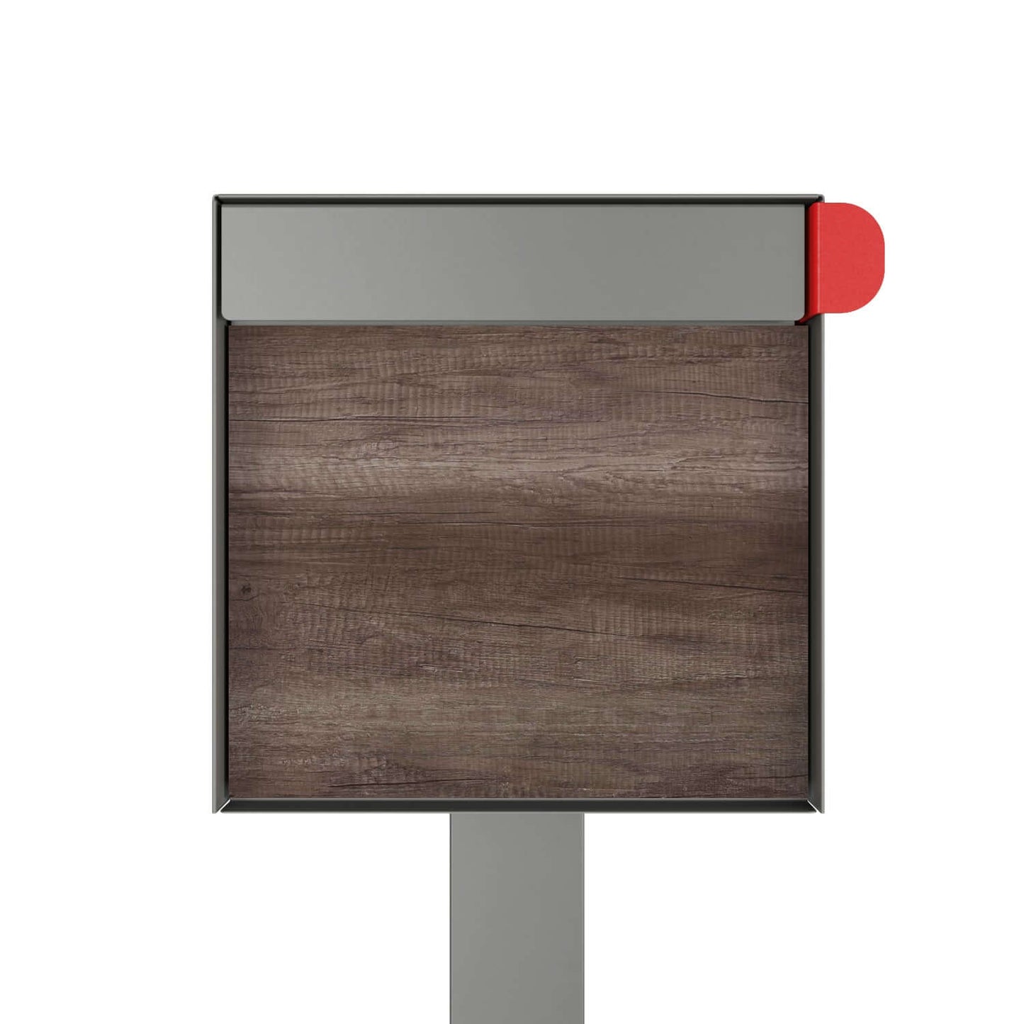 Town Square by Bravios - Large Capacity Mailbox with Post - Gray with Marshland Oak Wood Panel