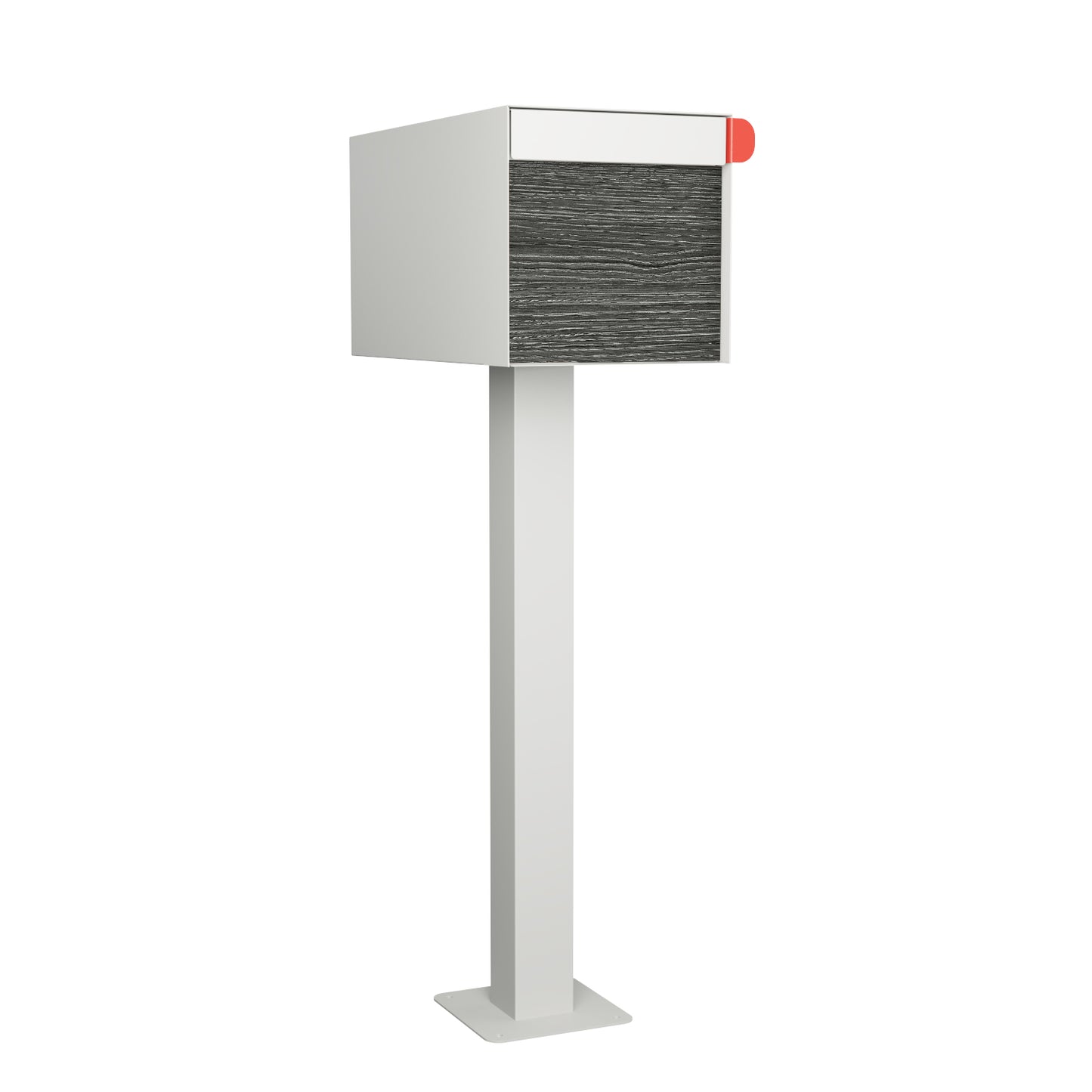 Town Square by Bravios - Large Capacity Mailbox with Post - White with Jazz Wood Panel