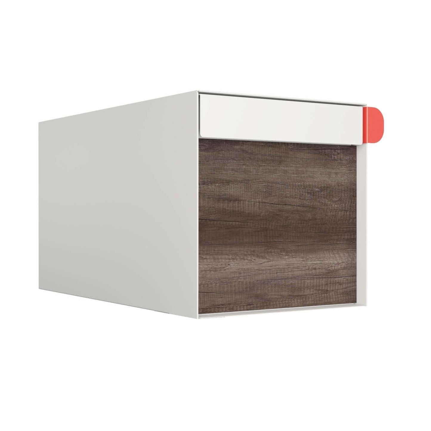 Town Square Mailbox by Bravios - Large Capacity Mailbox (Without Post) - White with Marshland Oak Wood Panel