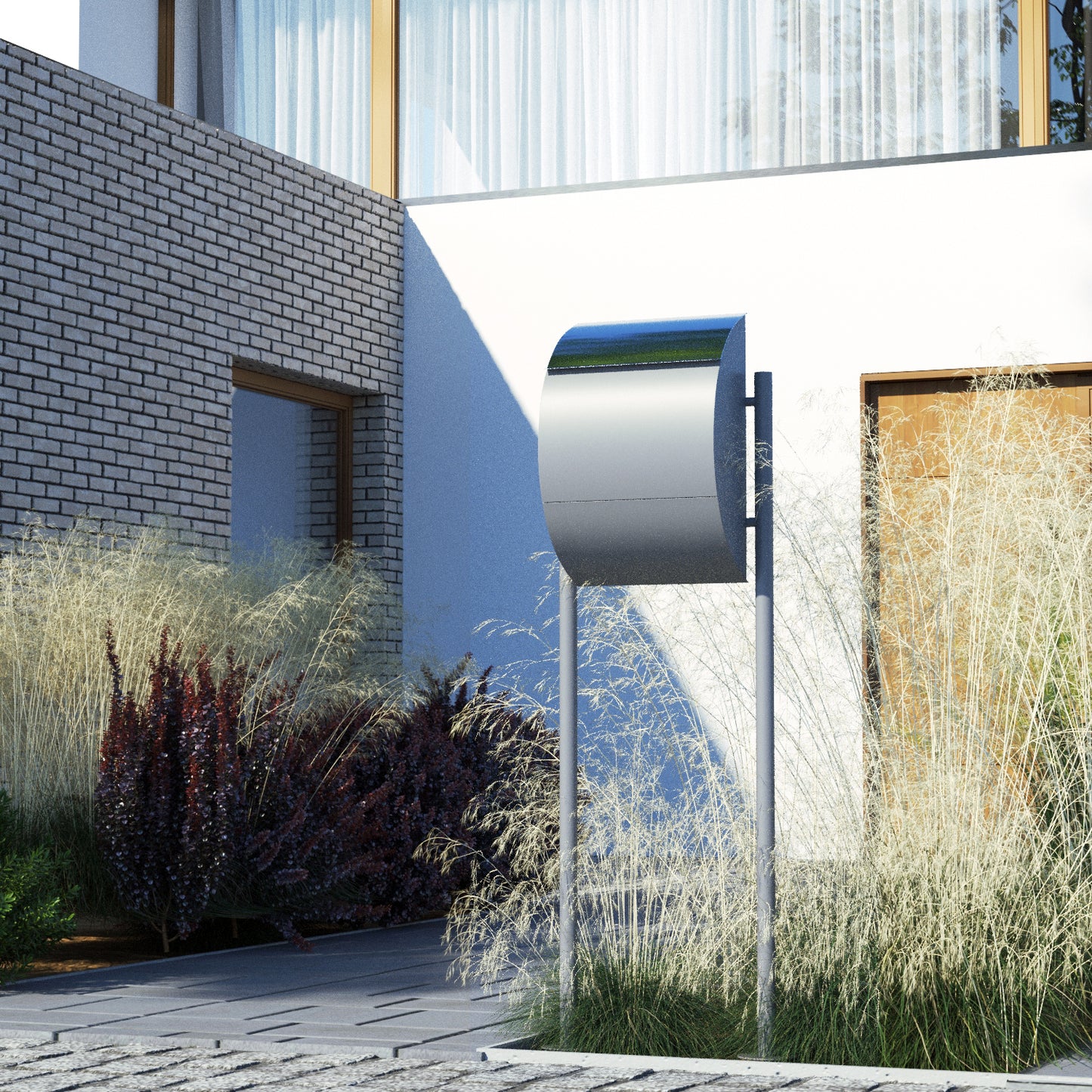 STAND JUMBO by Bravios - Modern post-mounted white mailbox