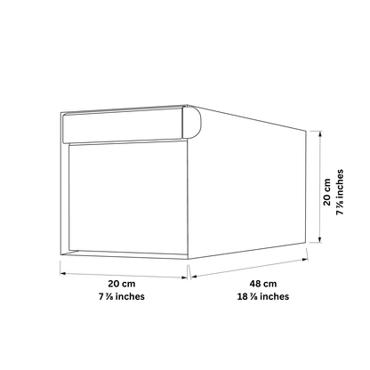 Post mount mailbox TOWN SQUARE dimensions illustration showing height and width of this residential mailbox