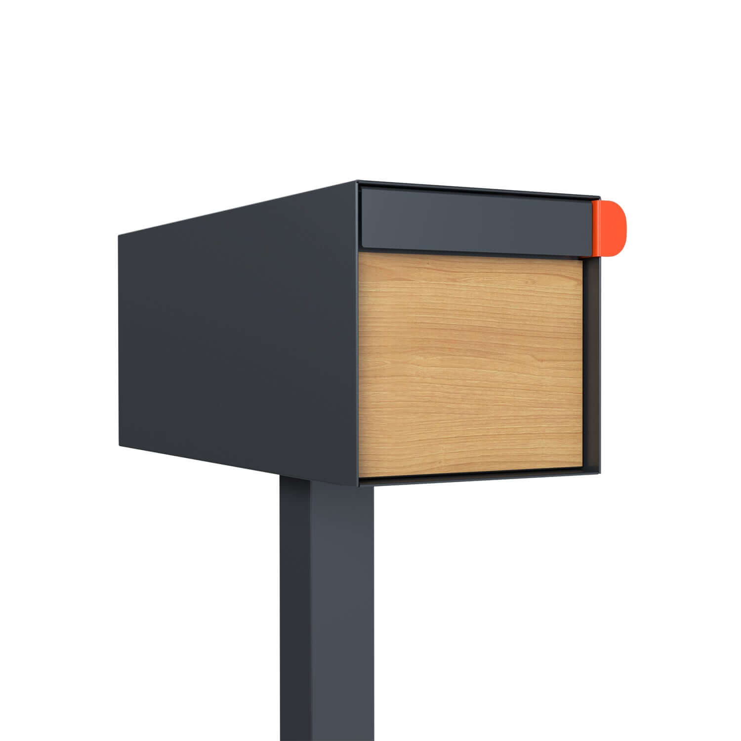 Post mount mailbox TOWN SQUARE in Anthracite with Wood Panel by Bravios, modern design, durable materials.