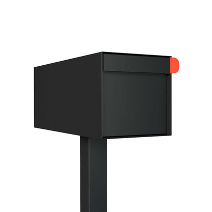 Post mount mailbox TOWN SQUARE with Post in Black, featuring a sleek design and durable construction.