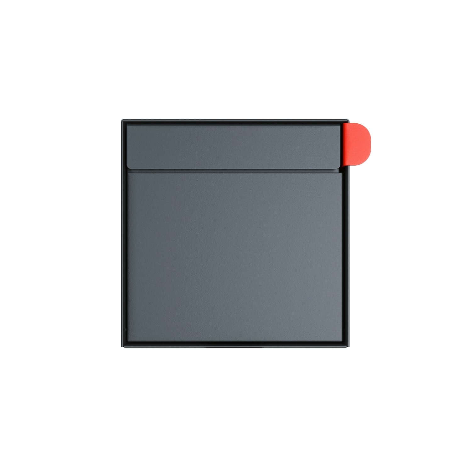 Residential mailbox TOWN SQUARE in Anthracite Gray with a stylish red accent, modern design for curbside use.