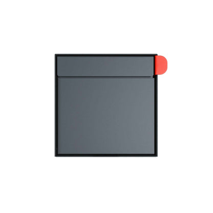 Residential mailbox TOWN SQUARE in Anthracite Gray with a stylish red accent, modern design for curbside use.