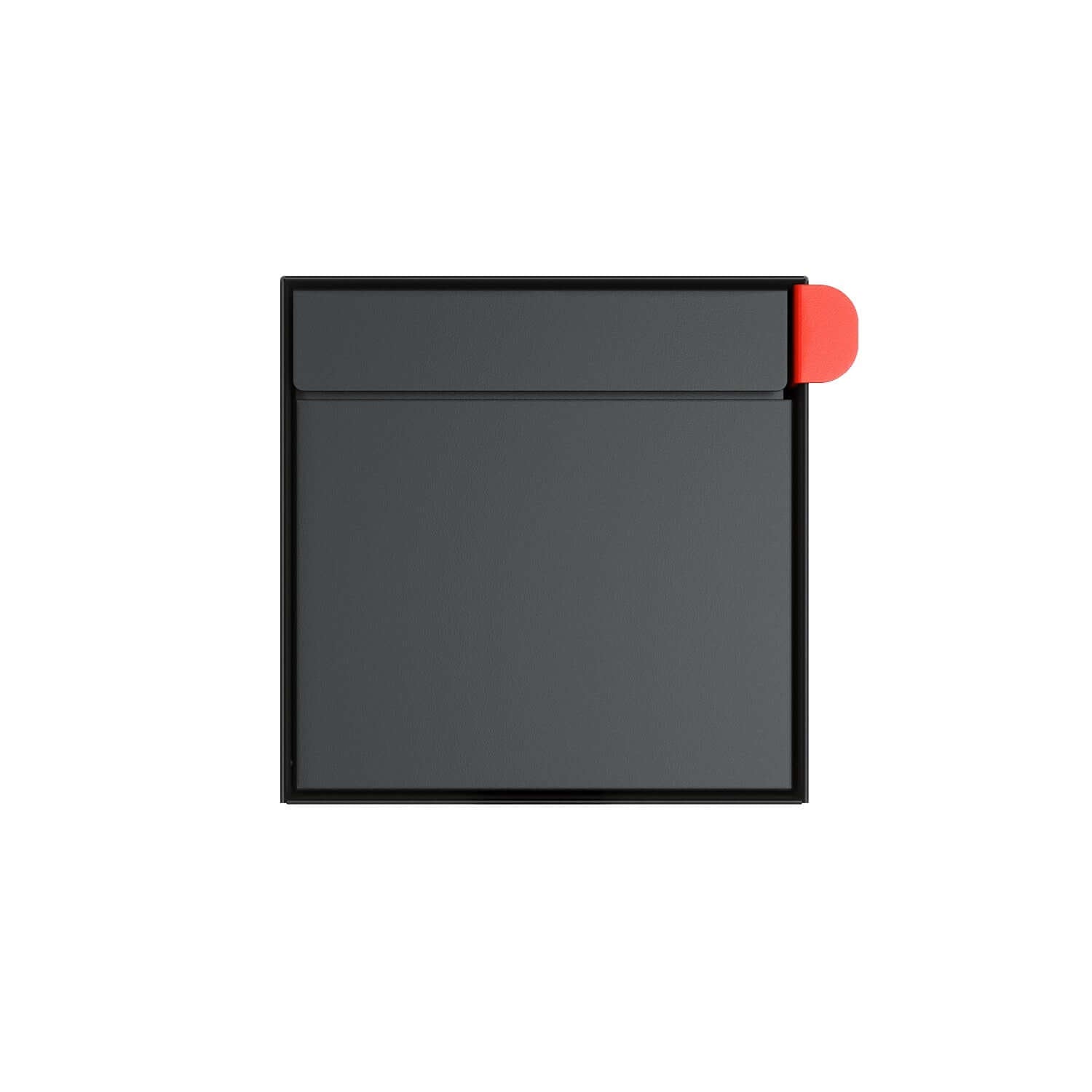 Residential mailbox TOWN SQUARE in sleek black with red accent, stylish modern design for curbside use.