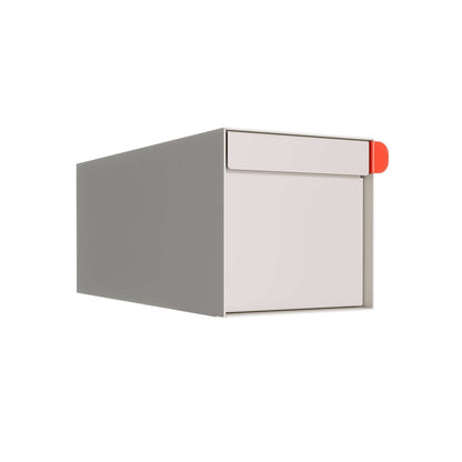 Residential mailbox TOWN SQUARE in White with modern design and an elegant red accent.