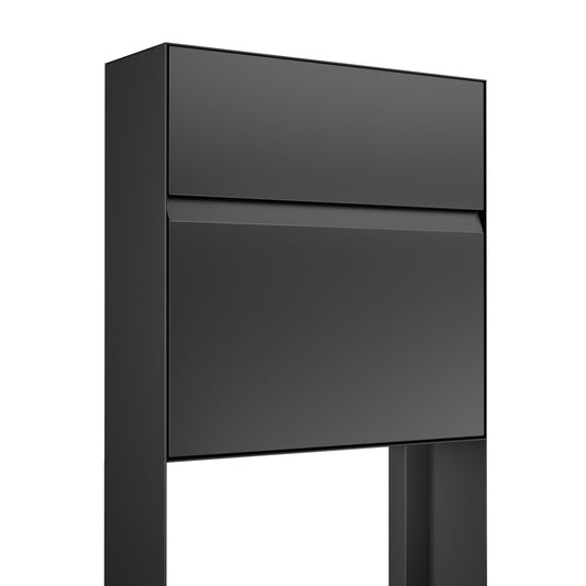 STAND VALENCIA by Bravios - Modern post-mounted black mailbox