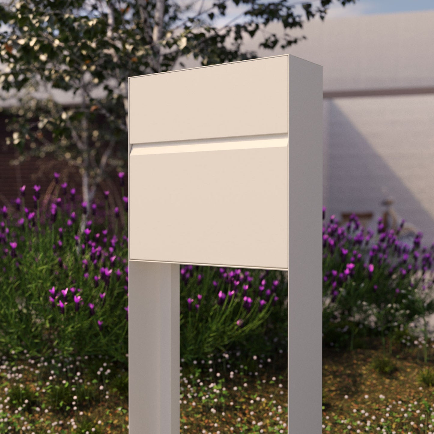 STAND VALENCIA by Bravios - Modern post-mounted white mailbox