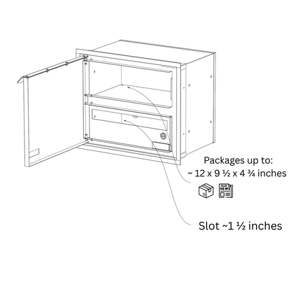 Built-in mailbox EINDHOVEN for 1 mail slot dimensions
